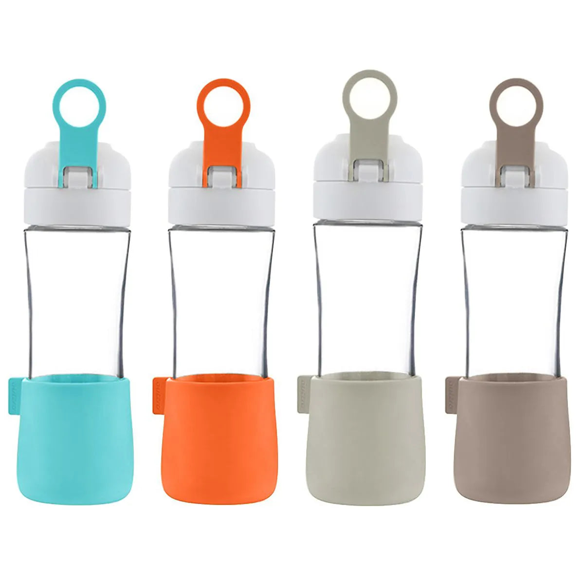 Portable Glass Water Bottle with Protective Silicone Sleeve