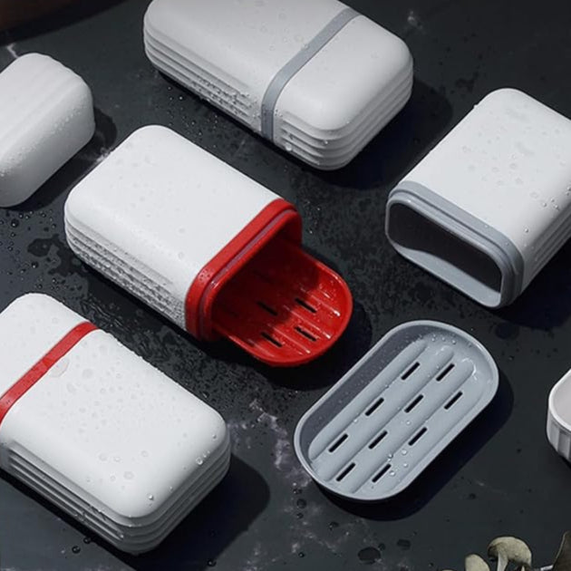 Portable Ribbed Soap Box with Leak-Proof Seal