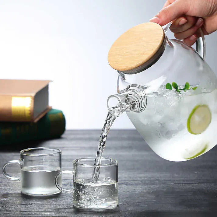 Airtight Heat Resistant Glass Teapot with Wooden Lid