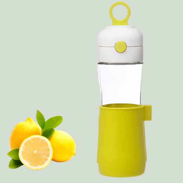 Portable Glass Water Bottle with Protective Silicone Sleeve
