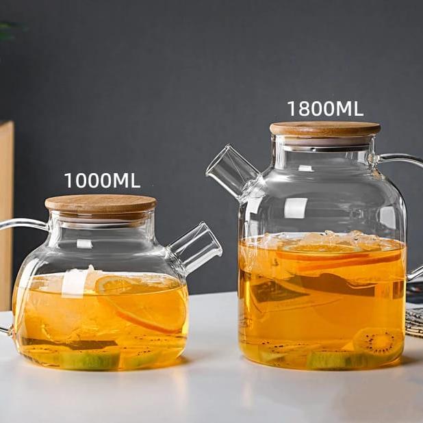 Airtight Heat Resistant Glass Teapot with Wooden Lid