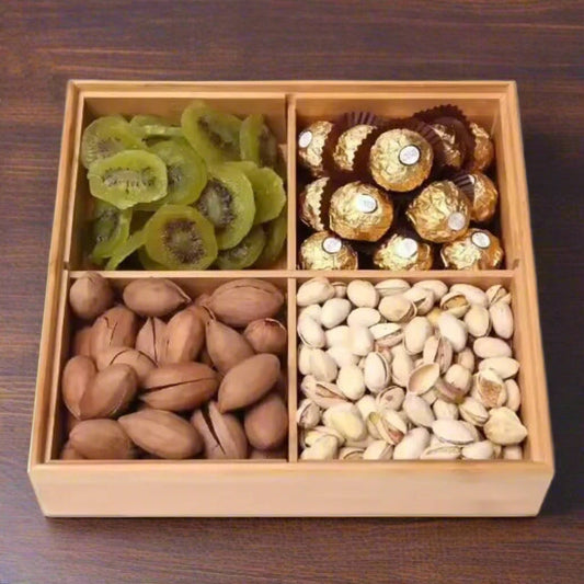 Moisture-Proof Wooden Snack Tray with Transparent Lid
