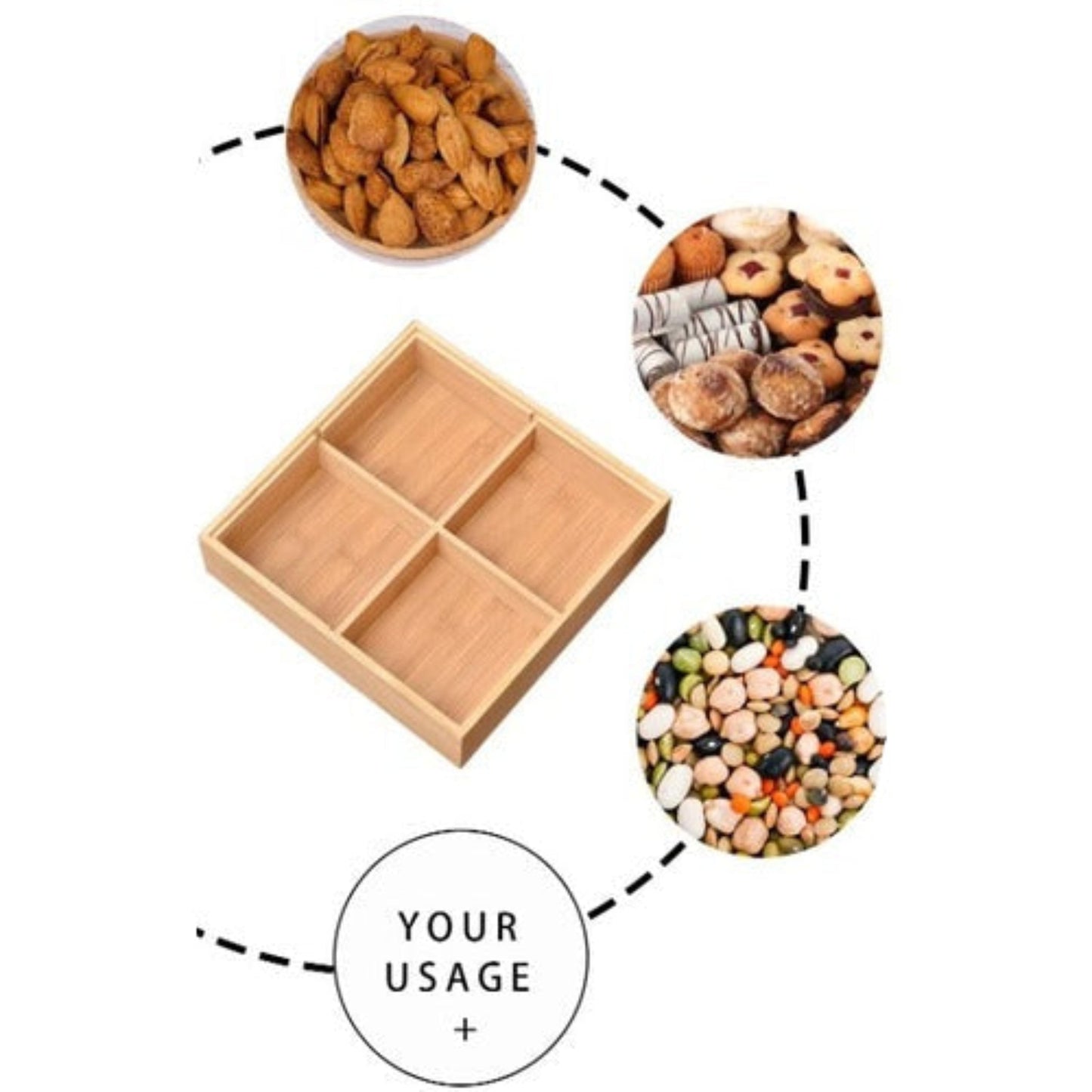 Moisture-Proof Wooden Snack Tray with Transparent Lid