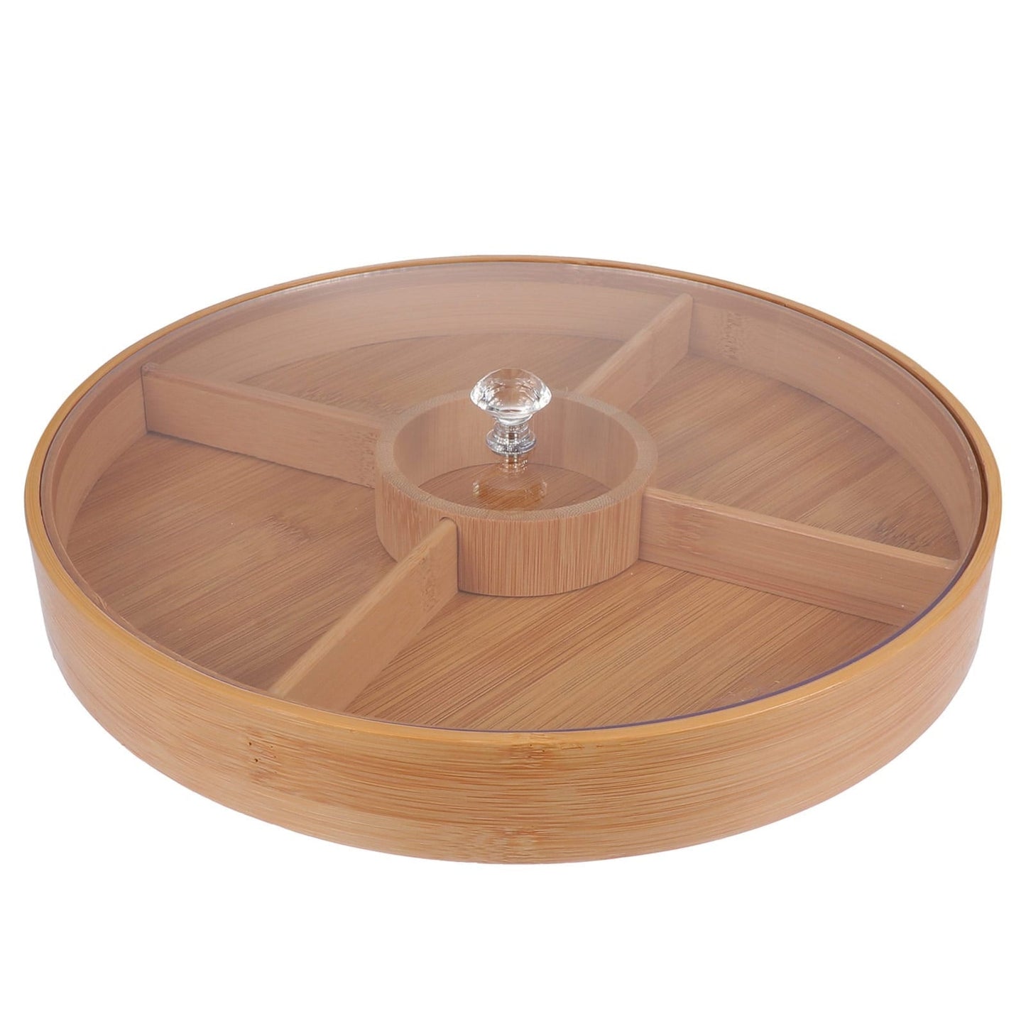 Moisture-Proof Wooden Snack Tray with Transparent Lid