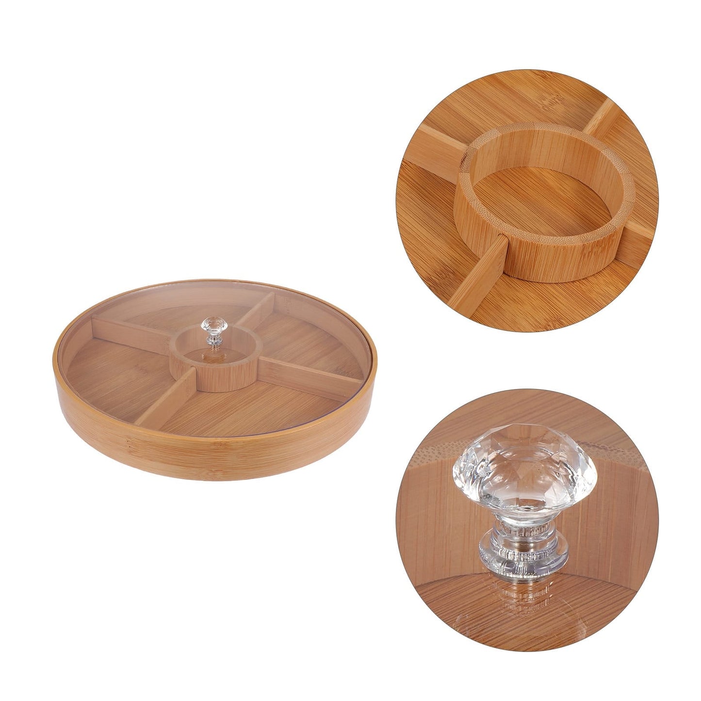 Moisture-Proof Wooden Snack Tray with Transparent Lid