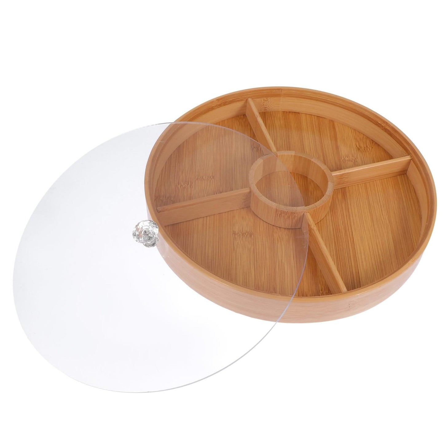 Moisture-Proof Wooden Snack Tray with Transparent Lid