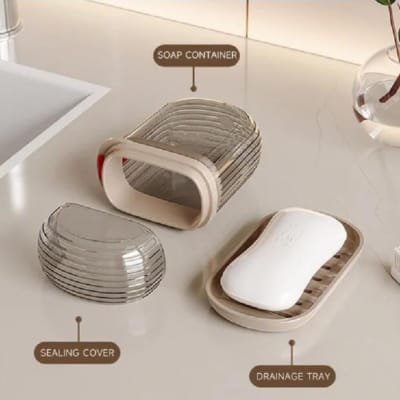 Portable Ribbed Soap Box with Leak-Proof Seal